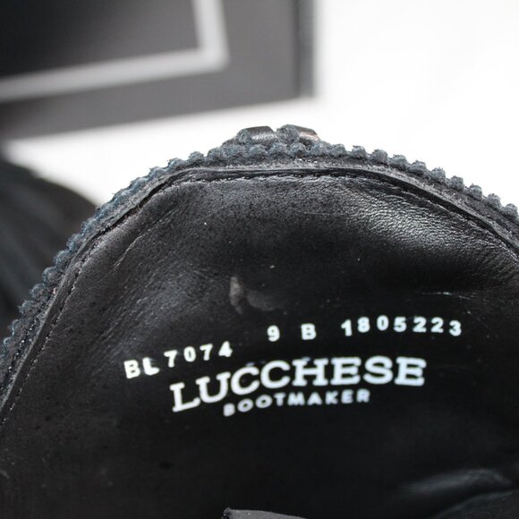 NWB Lucchese Sofia Fringe Heled Bootie Boots Western Cowboy Black Zip Suede - Picture 4 of 8